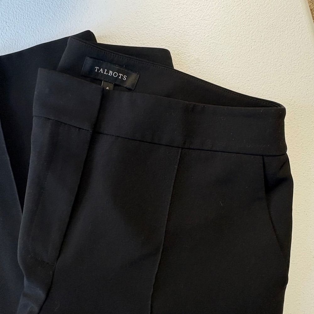 Talbots 6 Black Pants WideLeg Trousers Professional Office 31x30 Capsule Minimal